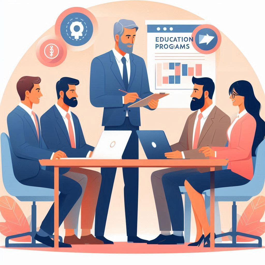 Consulenza per l’istruzione Consulente esperto che guida la creazione di programmi educativi per un’azienda lungimirante